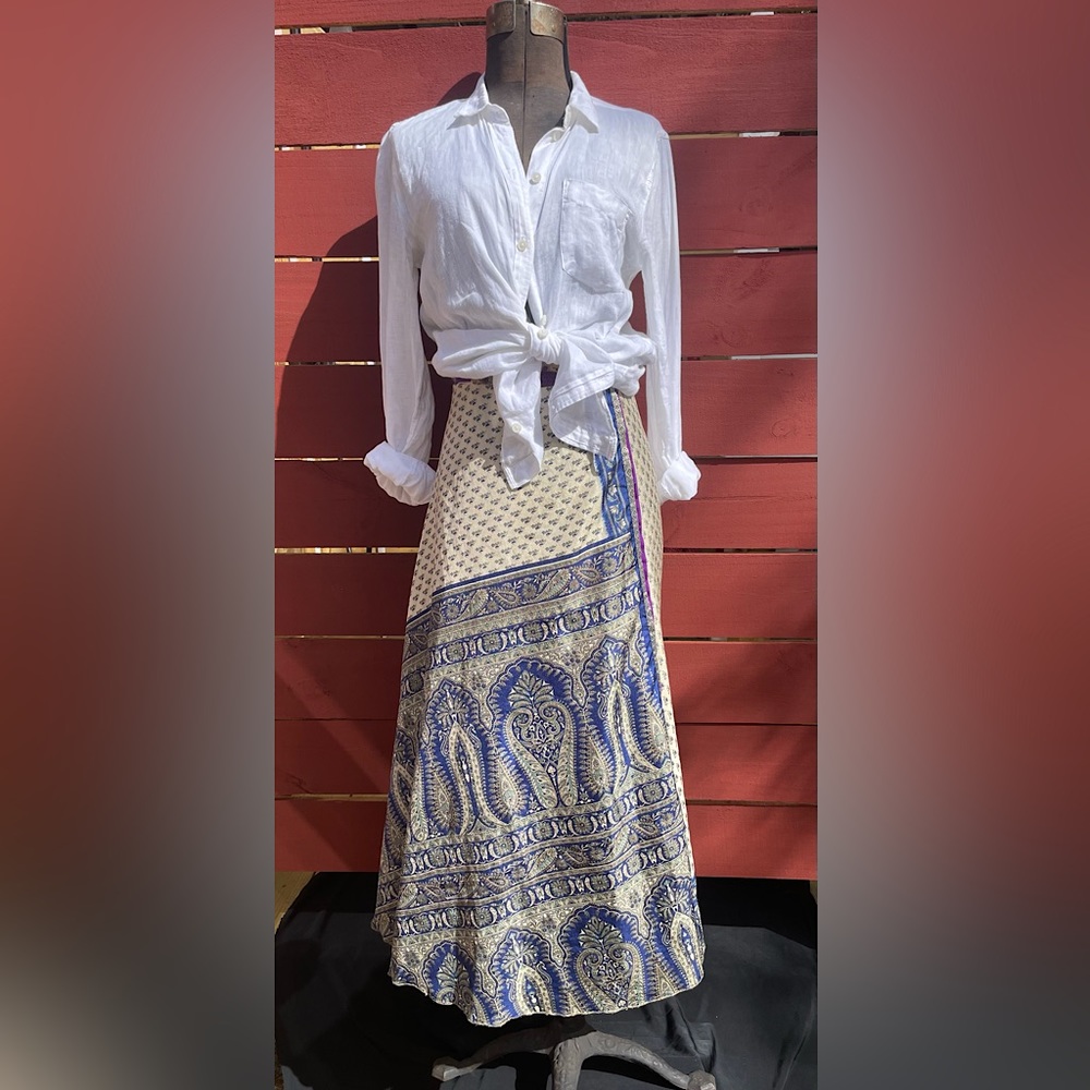 Silk Wrap Maxi Skirt- Reversible - Indian Sari